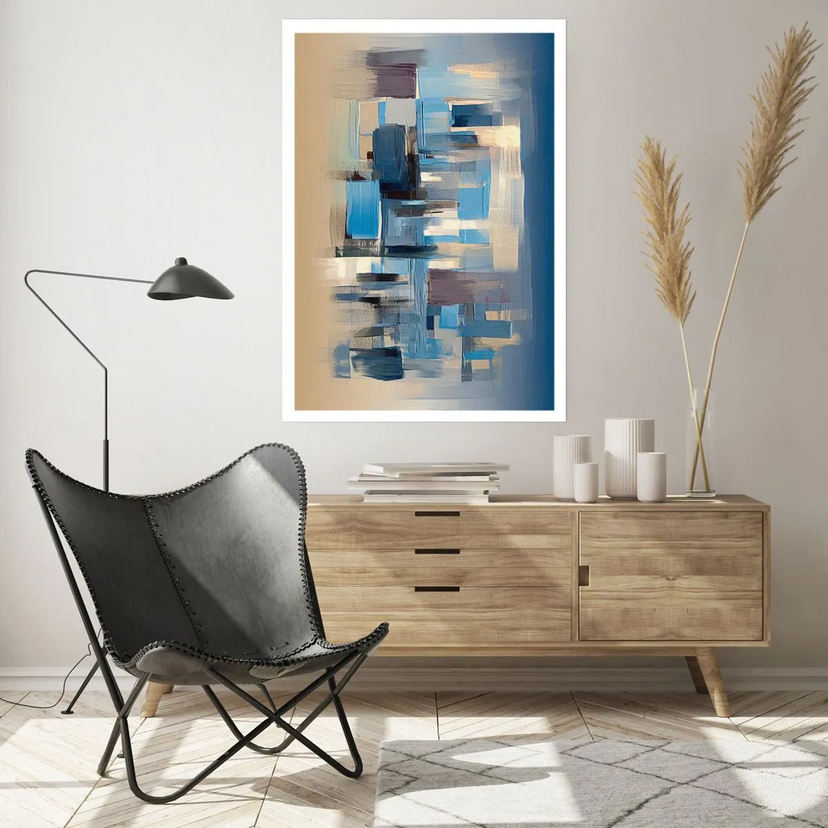 Poster - Blauwe constructie - 50x70 cm