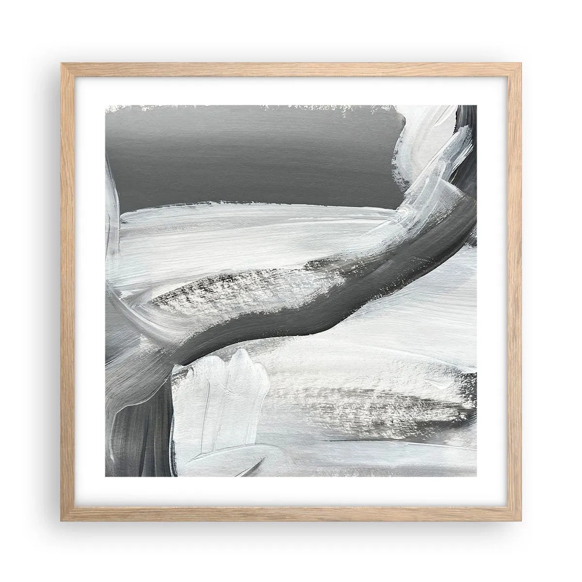 Een poster in een licht eiken lijst - Een beslissende beweging - 50x50 cm