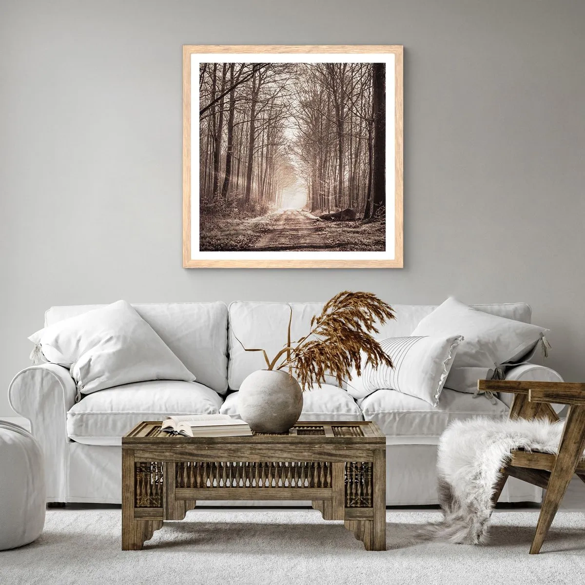 Een poster in een licht eiken lijst - Boskathedraal - 40x40 cm
