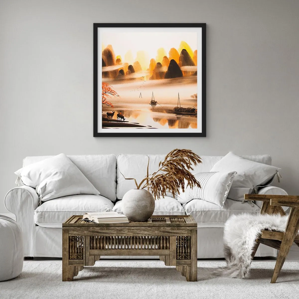 Poster in een zwarte lijst - Verder dan het Verre Oosten - 40x40 cm