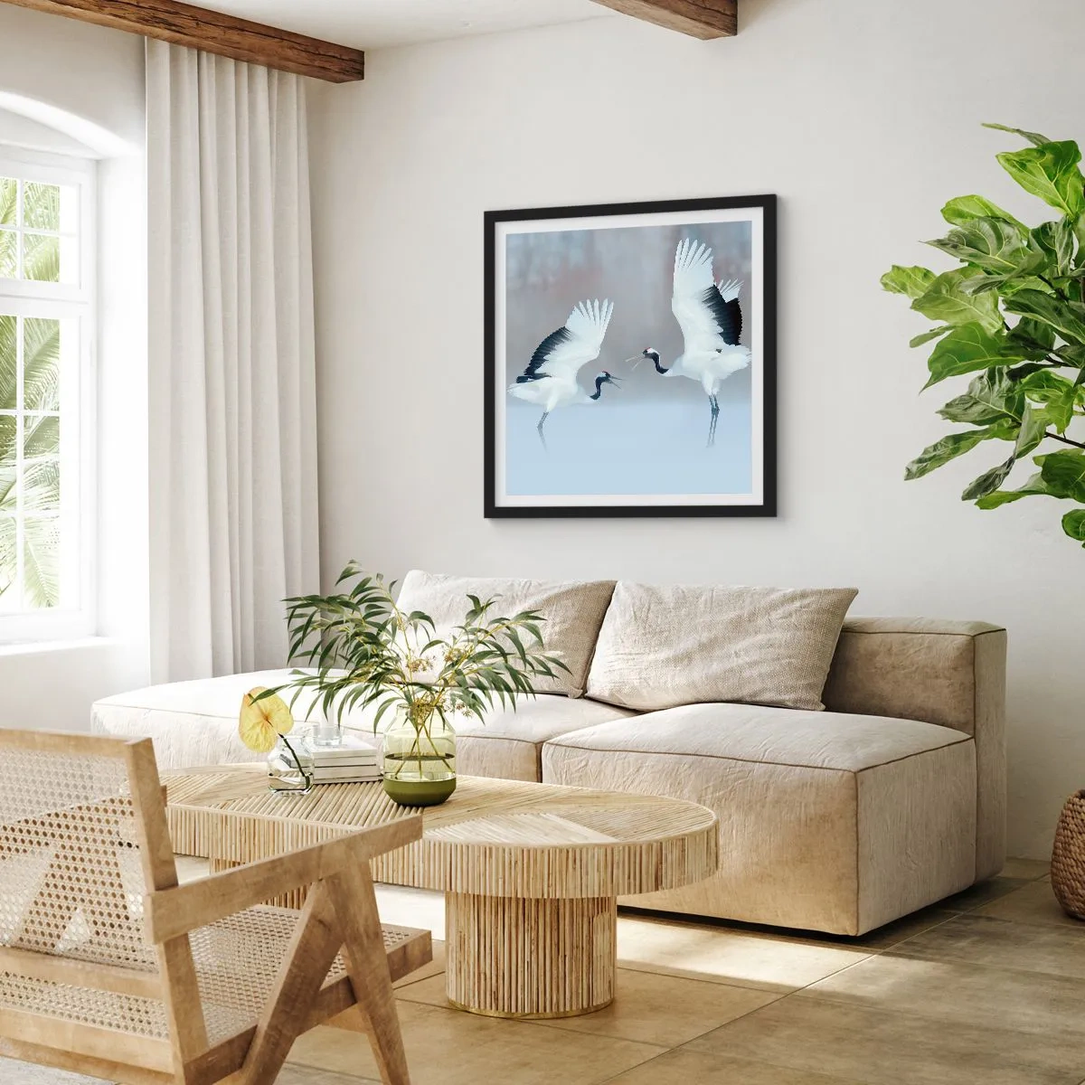 Poster in een zwarte lijst - Dans in de mist - 50x50 cm