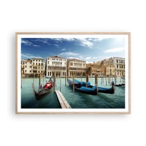 Een poster in een licht eiken lijst - Paleizen in het blauw - 100x70 cm