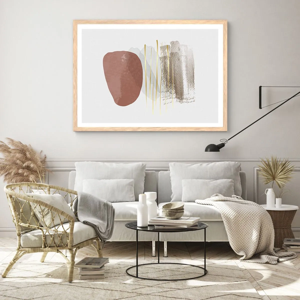 Een poster in een licht eiken lijst - Abstracte zuilengalerij - 40x30 cm