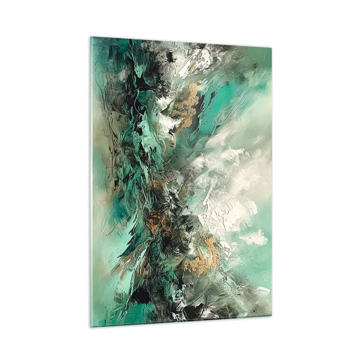 Schilderen op glas - Emerald en zwarte branding - 50x70 cm