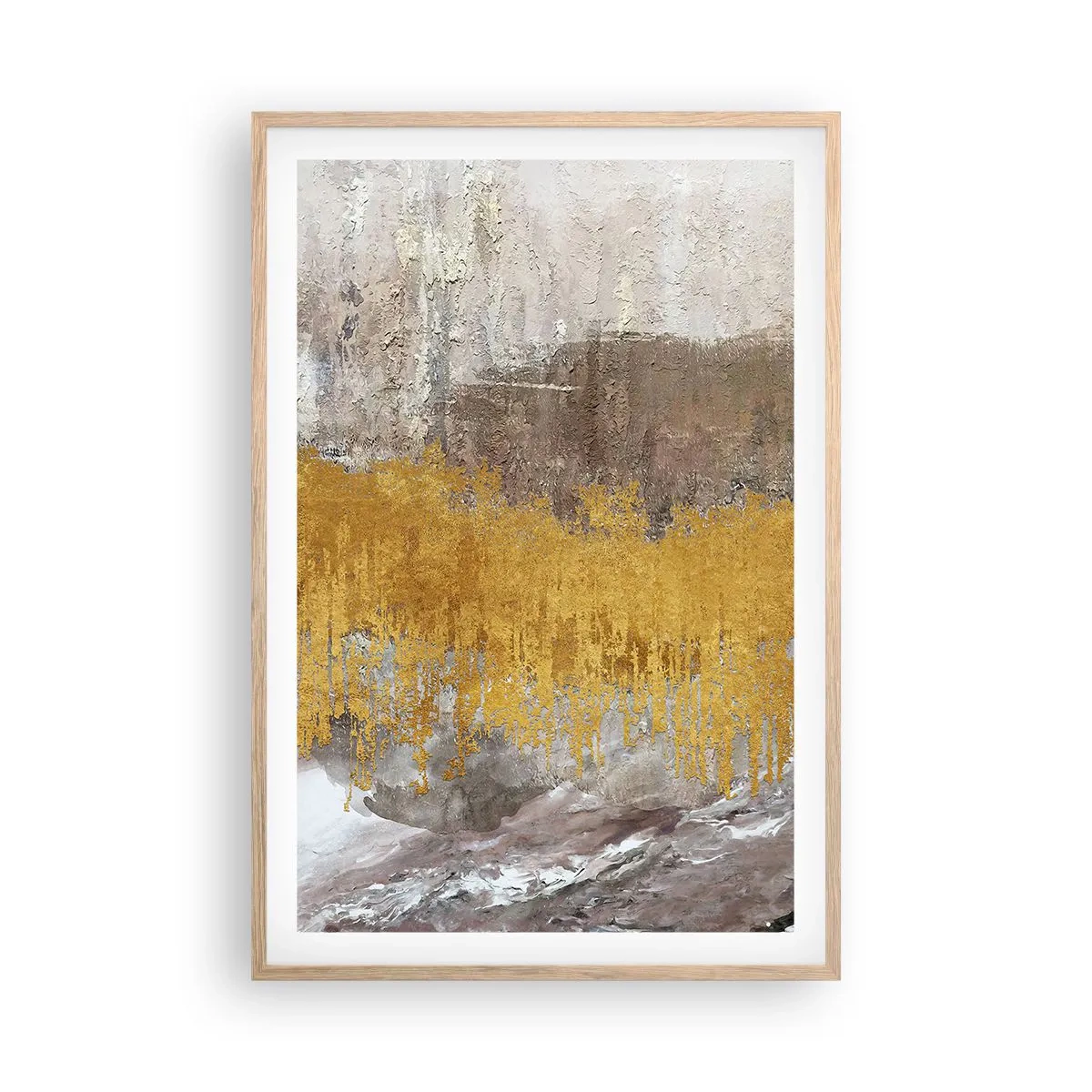 Een poster in een licht eiken lijst - Een gouden explosie - 61x91 cm