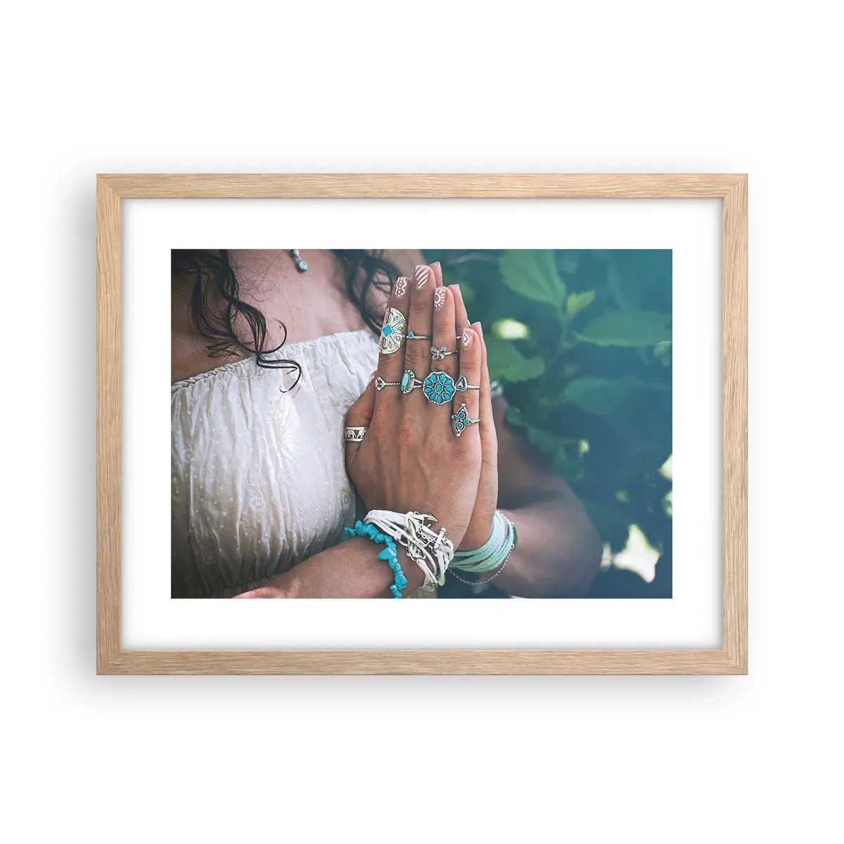 Een poster in een licht eiken lijst - Welkom in het centrum van het zijn - 40x30 cm