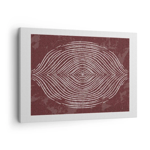 Schilderen op canvas - Symmetrische golven in witte lijnen op een bruine achtergrond - 70x50cm - De ruimte spreekt - Moderne wanddecoratie voor woonkamer en slaapkamer ARTTOR