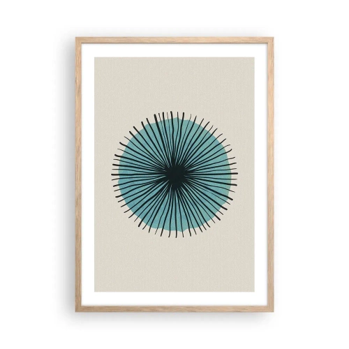 Een poster in een licht eiken lijst - Stralend in het blauw - 50x70 cm