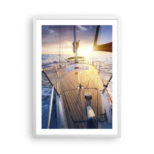 Poster in een witte lijst - Lopend op de golven - 50x70 cm