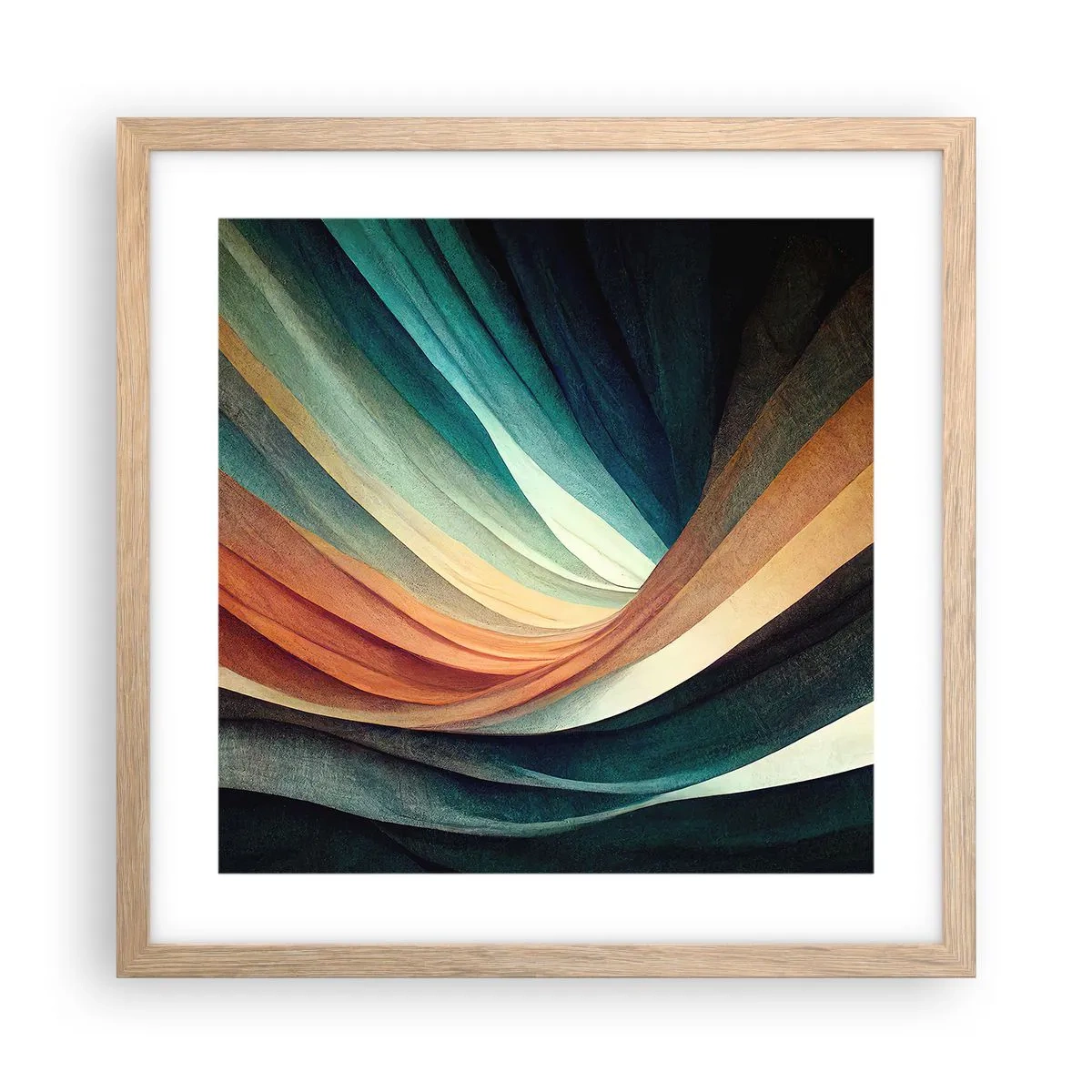 Een poster in een licht eiken lijst - Geweven uit kleuren - 40x40 cm