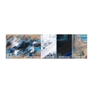 Fotobehang Monster Zelfklevend Deluxe Sticker - Op een blauwe diagonaal - Deel, Abstractie, Verven - 100x30 cm