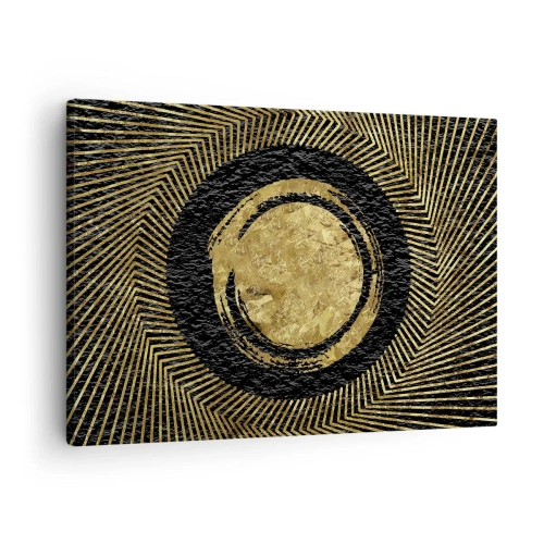 Schilderen op canvas - Geometrische compositie in zwart en goud met stralen - 70x50cm - Glamour-compositie - Moderne wanddecoratie voor woonkamer en slaapkamer ARTTOR