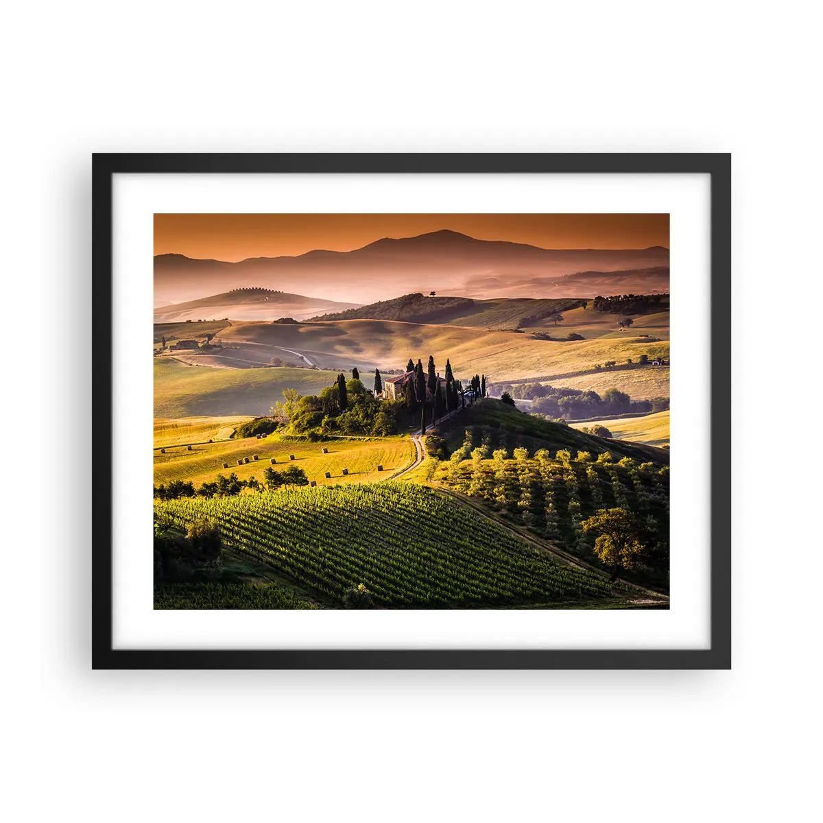 Poster in een zwarte lijst - Arcadia - het Toscaanse landschap - 50x40 cm