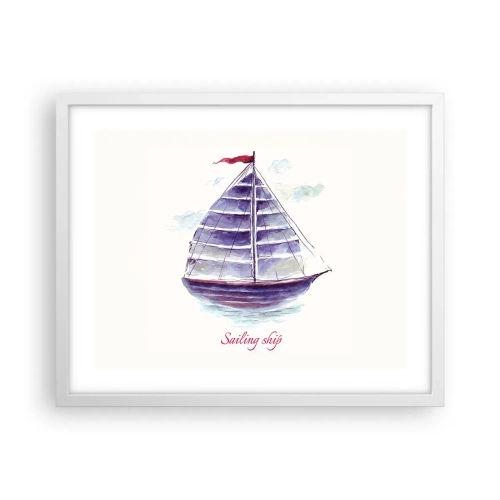 Poster in een witte lijst - Volle zeilen en rustig water - 50x40 cm