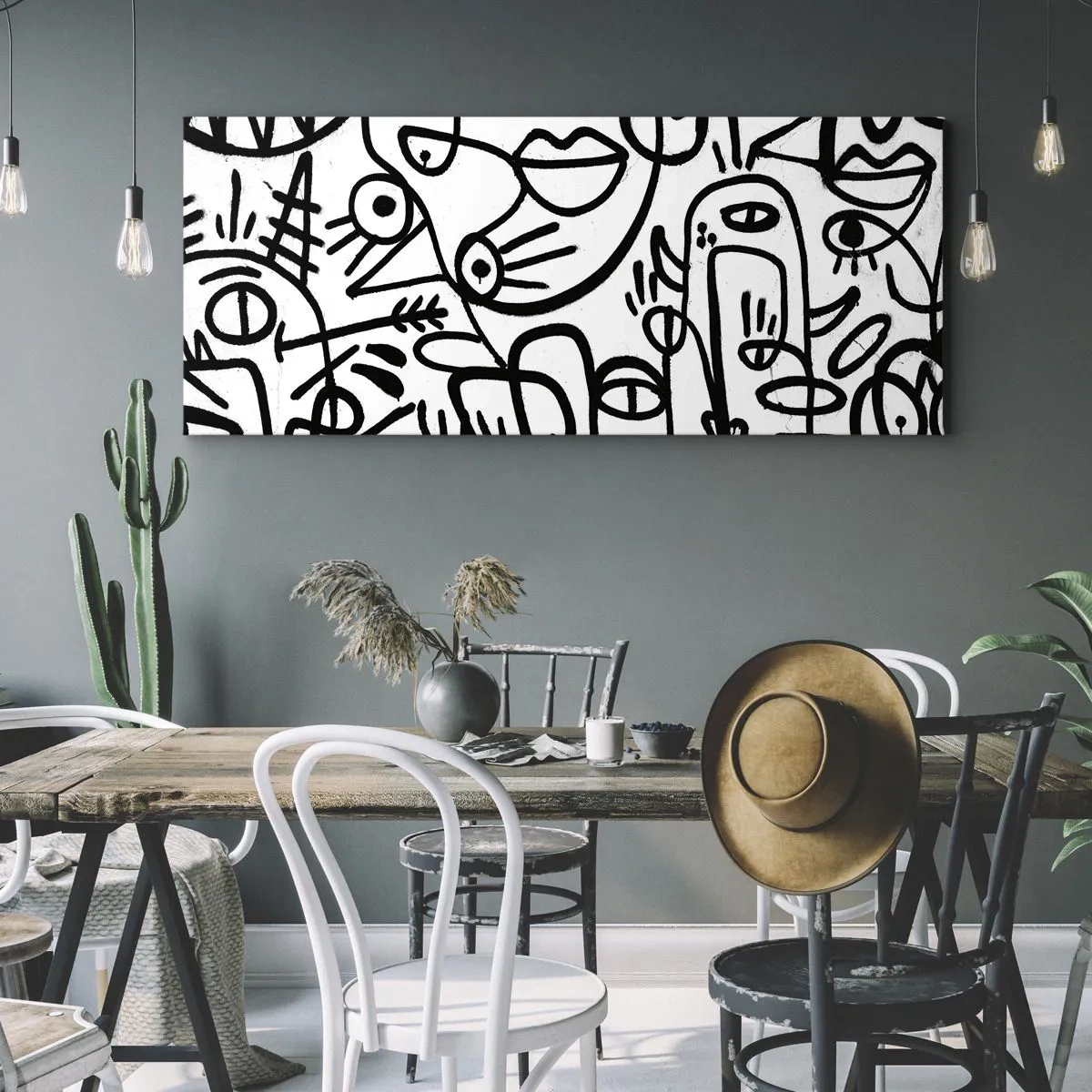 Schilderen op canvas - Gezichten en luchtspiegelingen - 160x50 cm