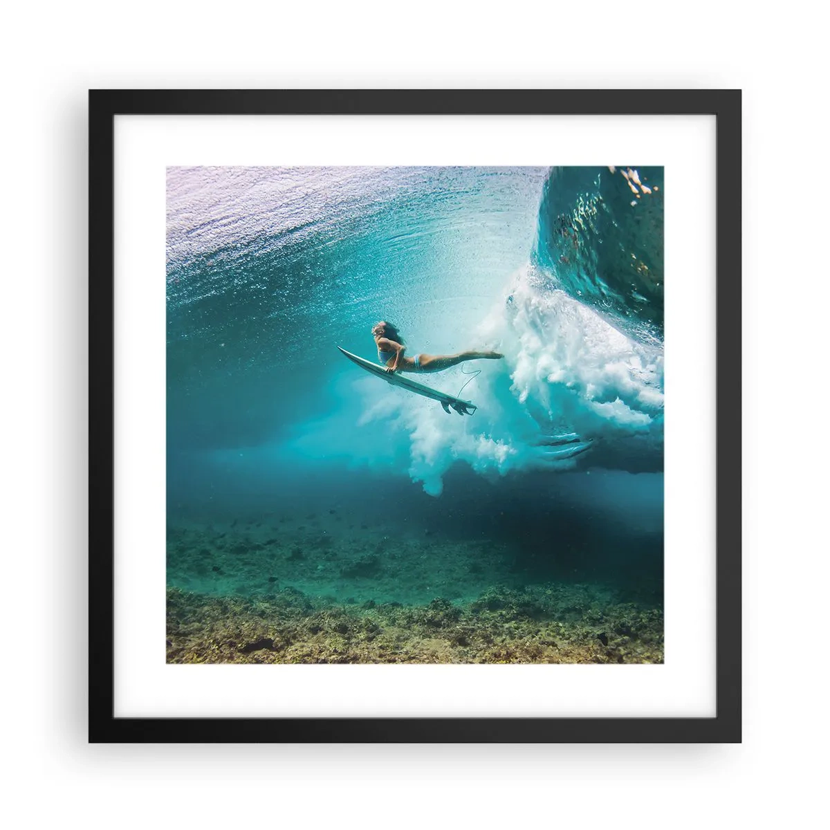 Poster in een zwarte lijst - Onderwaterwereld - 40x40 cm