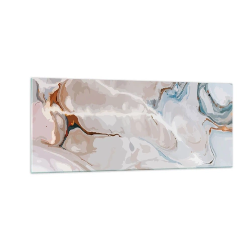 Schilderen op glas - Blauw kronkelt onder het wit - 100x40 cm