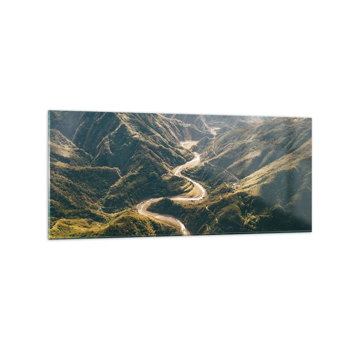 Schilderen op glas - Recht uit het hart van de bergen - 120x50 cm