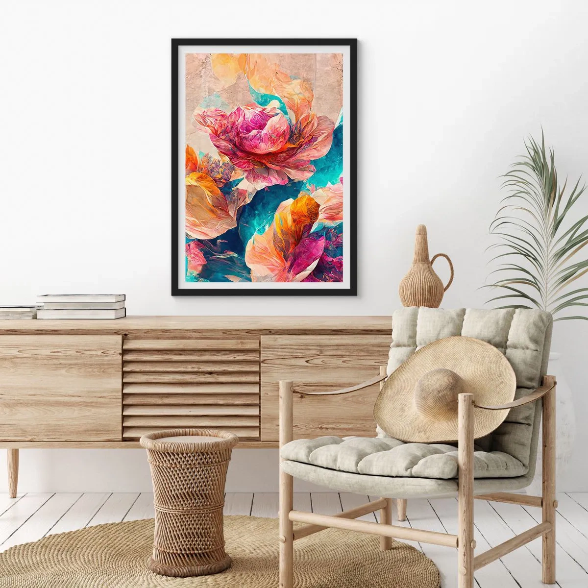 Poster in een zwarte lijst - Kleurrijke pracht van het boeket - 40x50 cm