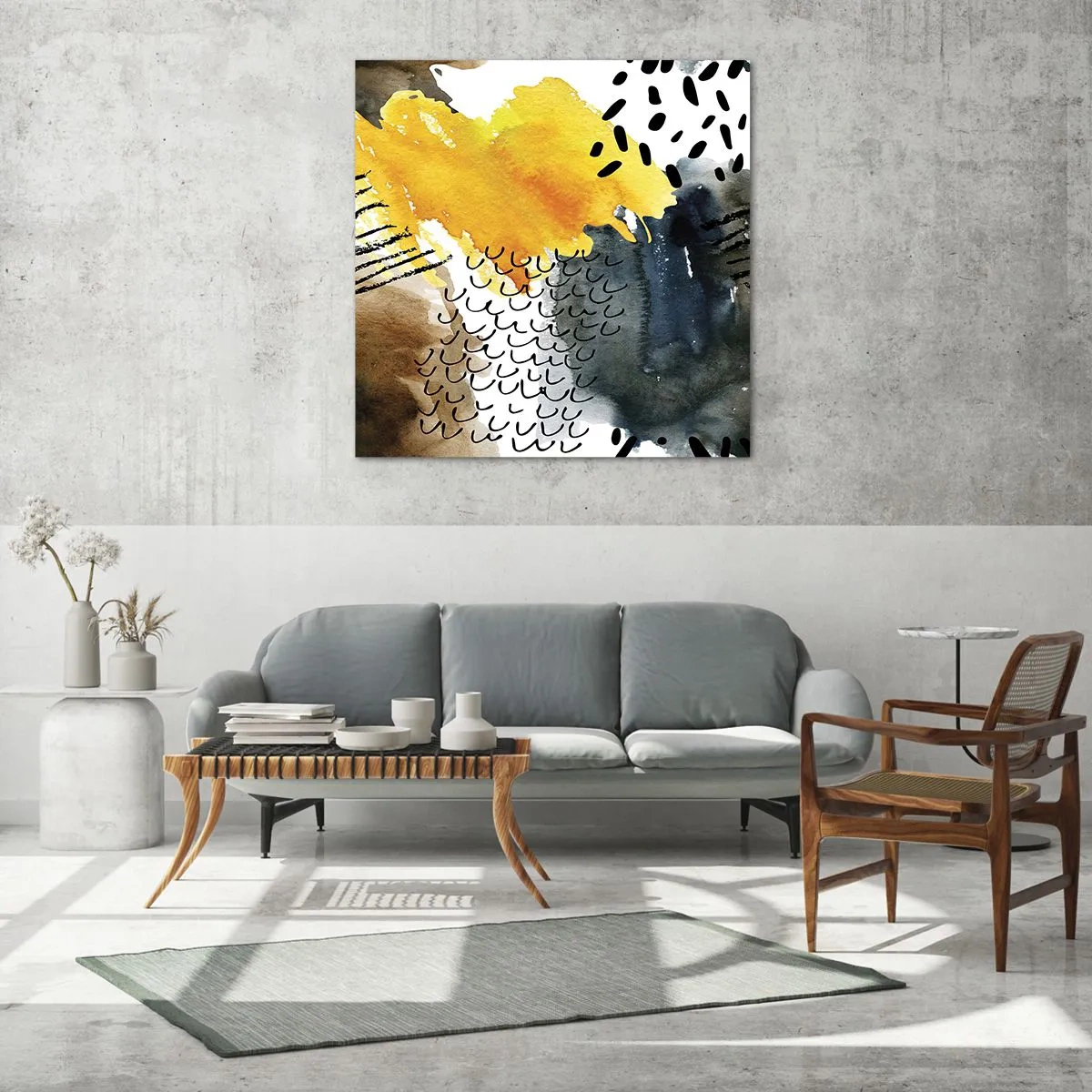 Schilderen op glas - Een ontmoeting van de elementen - 50x50 cm