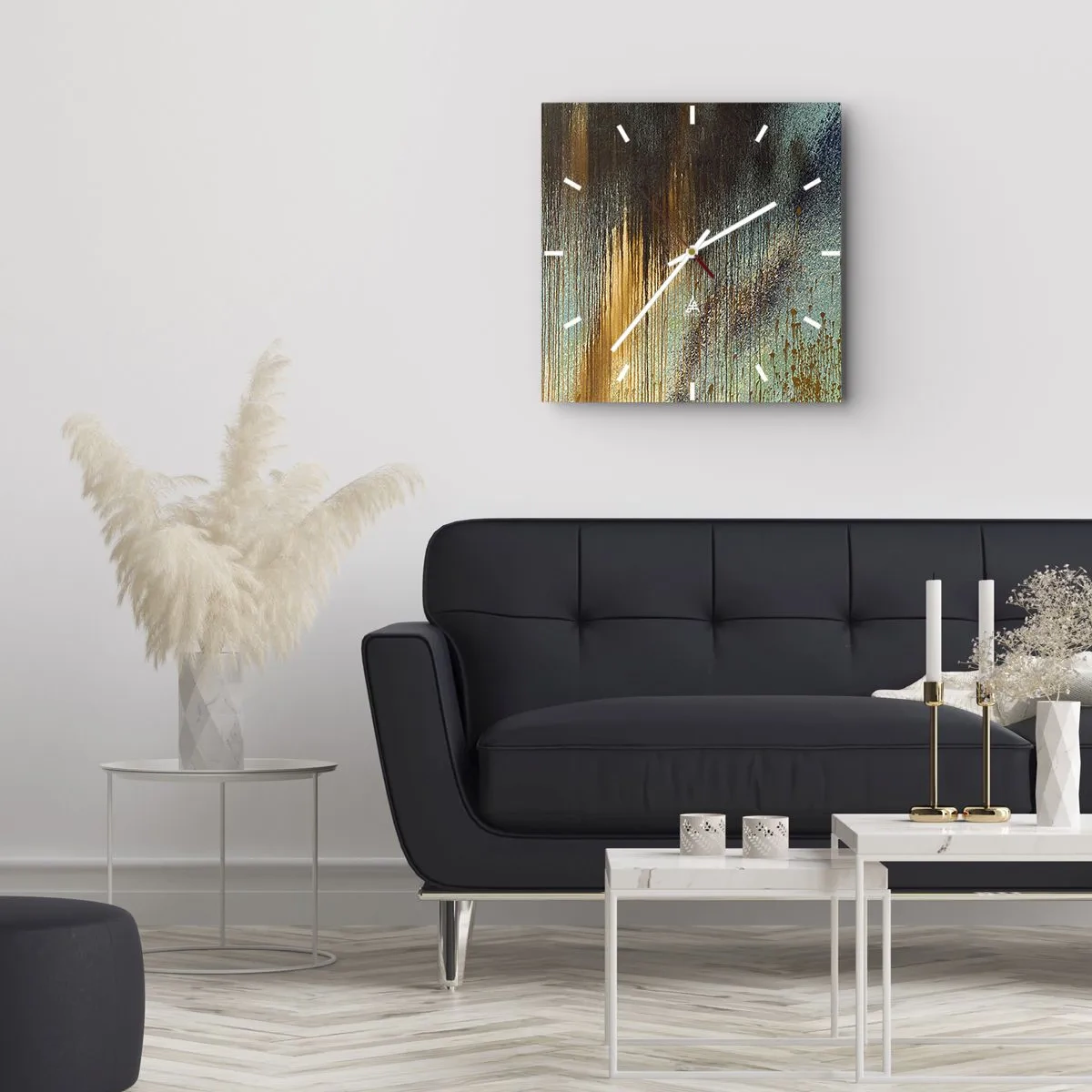 Wandklok - Klok - Een niet toevallig kleurrijke compositie - 30x30 cm