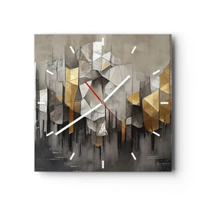 Wandklok - Klok - Compositie van ijs en licht - 30x30 cm