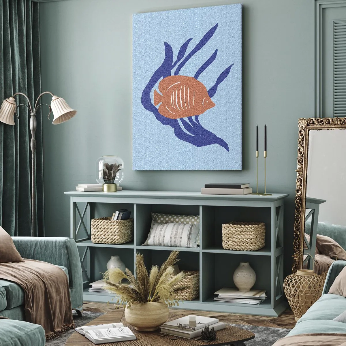 Schilderen op canvas - Bewoonster van koraalwateren - 80x120 cm