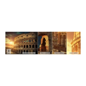 Fotobehang Monster Zelfklevend Deluxe Sticker - Een kolossale indruk - Colosseum, Rome, Architectuur - 100x30 cm