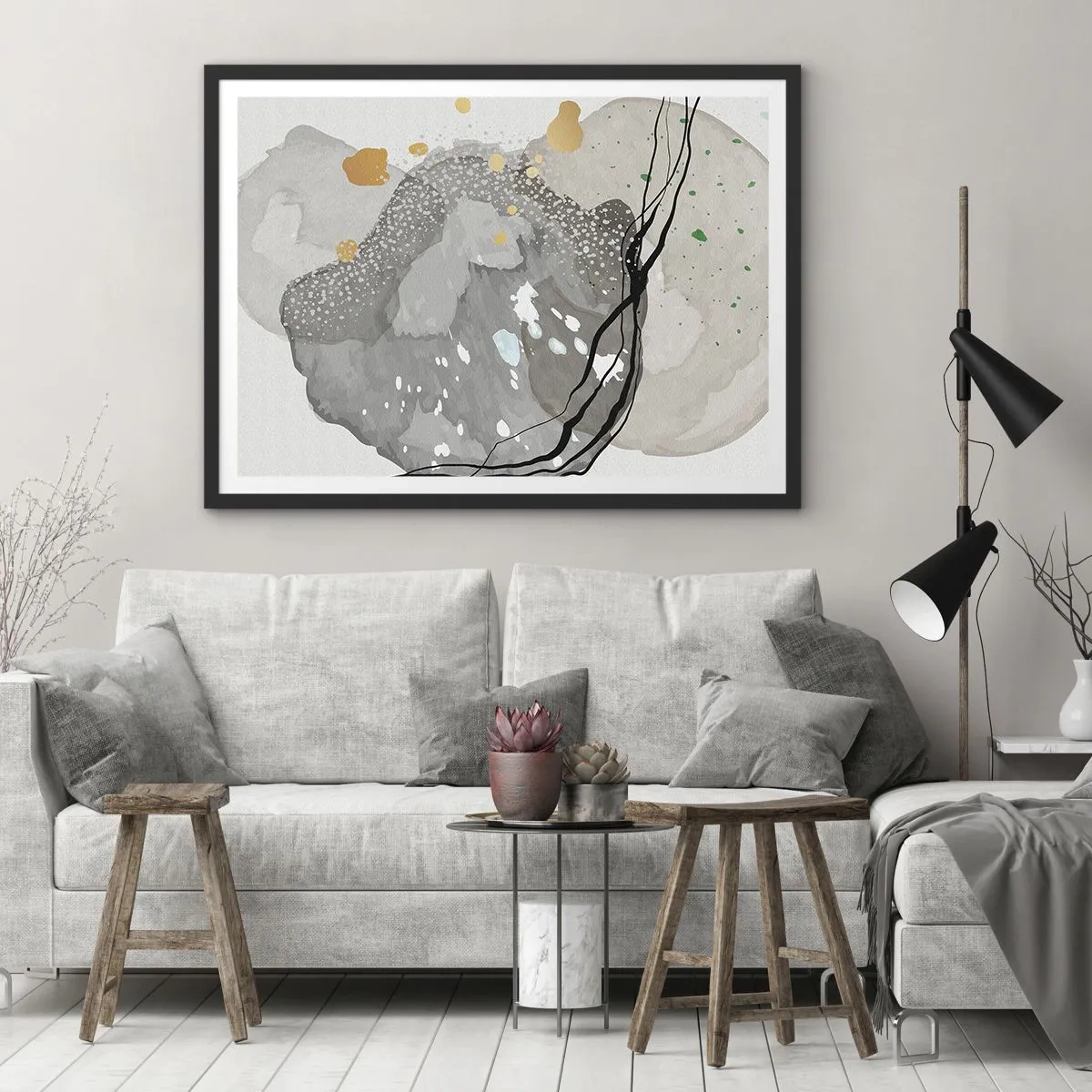 Poster in een zwarte lijst - Organische compositie - 70x50 cm