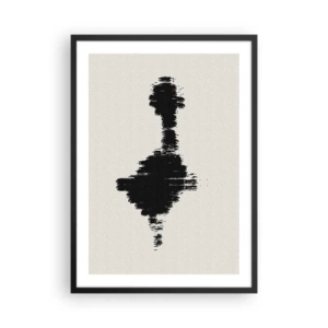 Poster in een zwarte lijst - Minimalistische abstractie in zwart-wit - 50x70cm - Trillingen van verbeelding - Moderne wanddecoratie voor woonkamer en slaapkamer ARTTOR