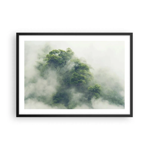 Poster in een zwarte lijst - In mist gehuld - 70x50 cm