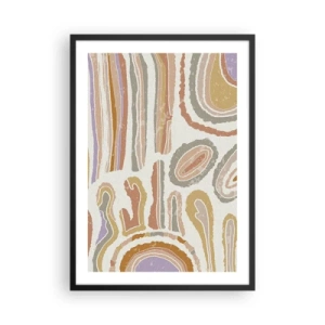 Poster in een zwarte lijst - Abstracte organische patronen in warme aardse tinten - 50x70cm - Kleurrijke doorsneden - Moderne wanddecoratie voor woonkamer en slaapkamer ARTTOR