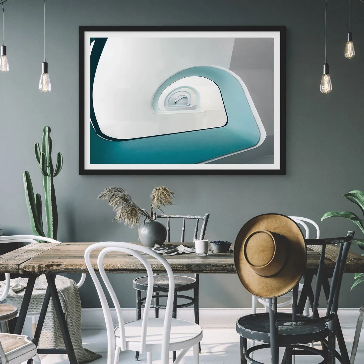 Poster in een zwarte lijst - Naar de bodem van de blauwe - 100x70 cm