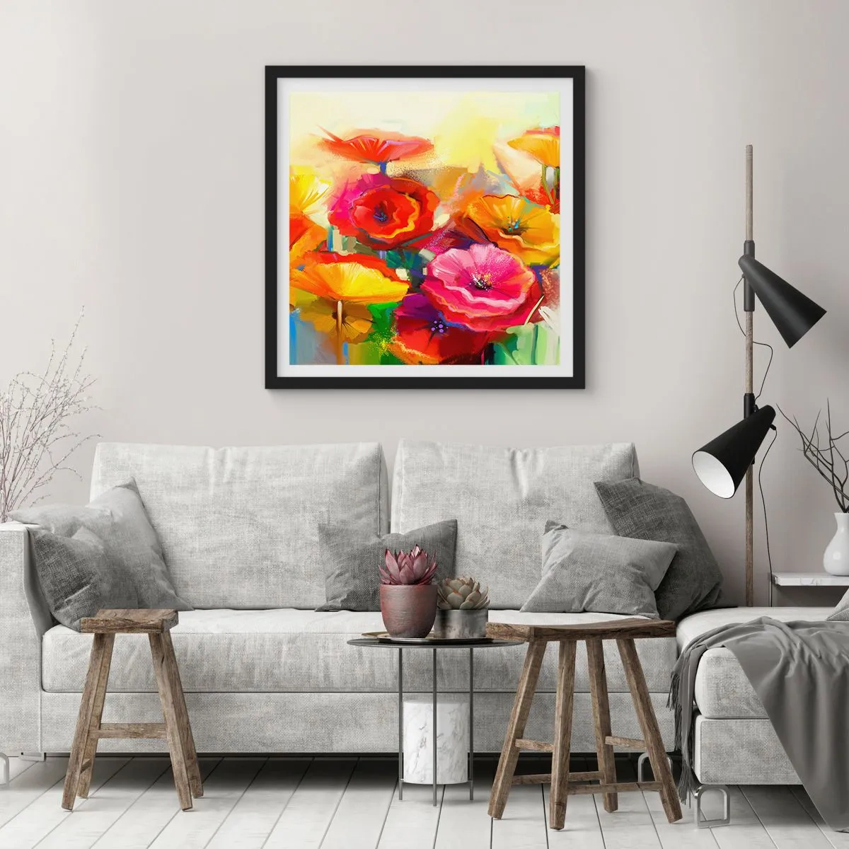 Poster in een zwarte lijst - Niet alleen rood - 40x40 cm