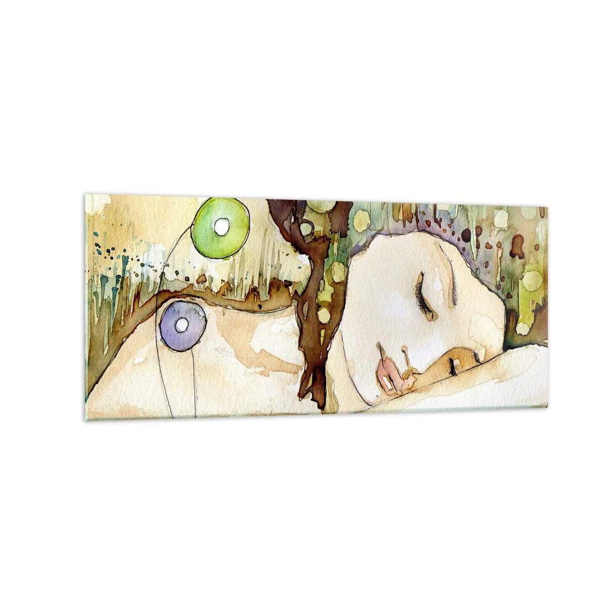 Schilderen op glas - Een smaragd-violette droom - 120x50 cm