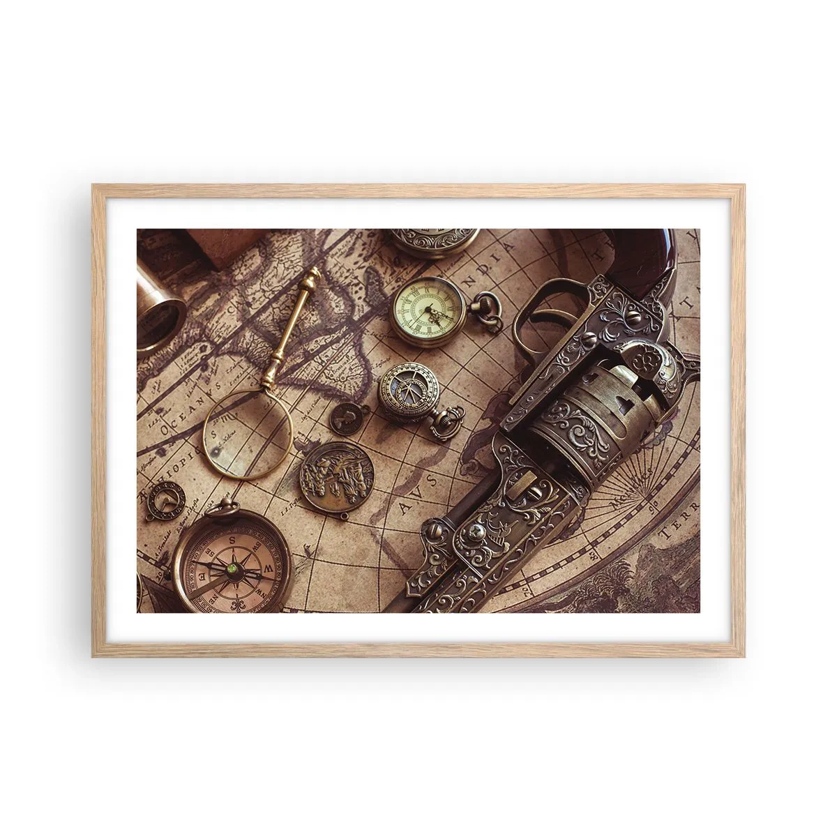 Een poster in een licht eiken lijst - Avontuur roept - 70x50 cm