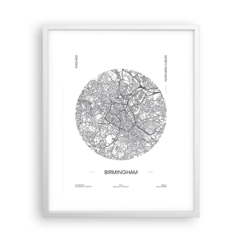 Poster in een witte lijst - Anatomie van Birmingham - 40x50 cm