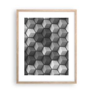Een poster in een licht eiken lijst - Kubistische puzzel - 40x50 cm