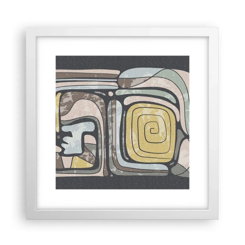 Poster in een witte lijst - Abstractie in de precolumbiaanse geest - 30x30 cm