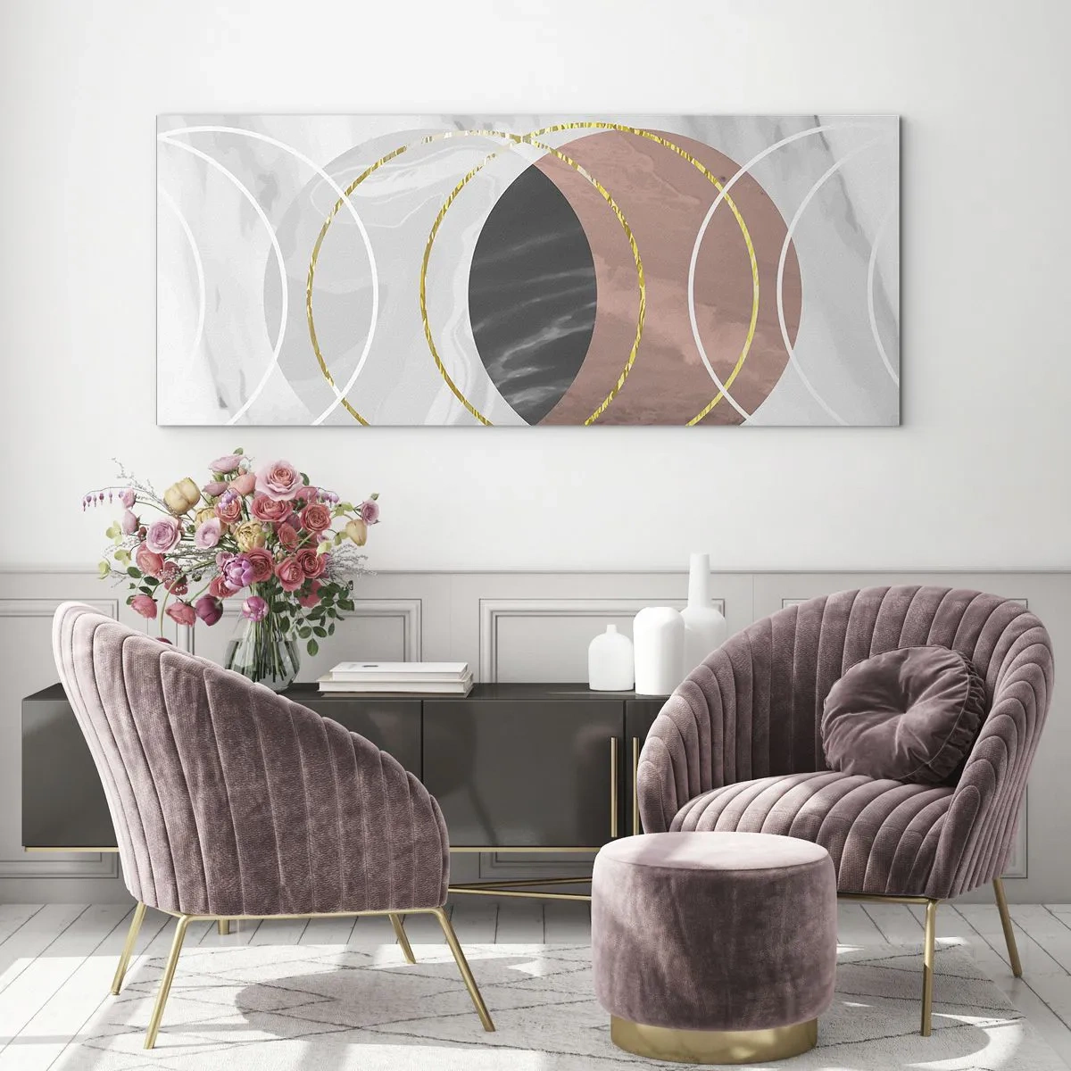 Schilderen op glas - Muziek van de sferen - 90x30 cm