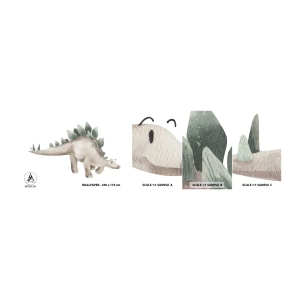 Fotobehang Monster Zelfklevend Deluxe Sticker - Jouw vried - Dinosaurus, Kinderen, Stegosaurus - 100x30 cm