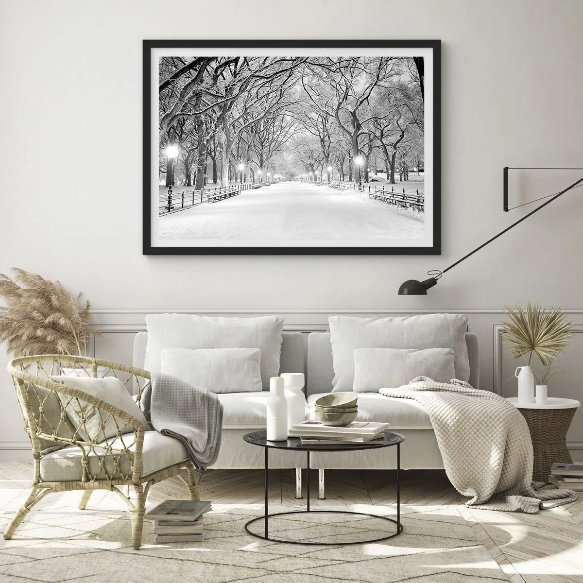 Poster in een zwarte lijst - Vier seizoenen - winter - 70x50 cm