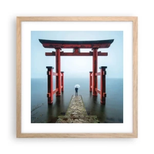 Een poster in een licht eiken lijst - Japanse mijmering - 40x40 cm