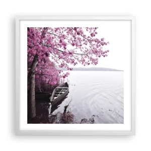 Poster in een witte lijst - In roze stilte - 50x50 cm