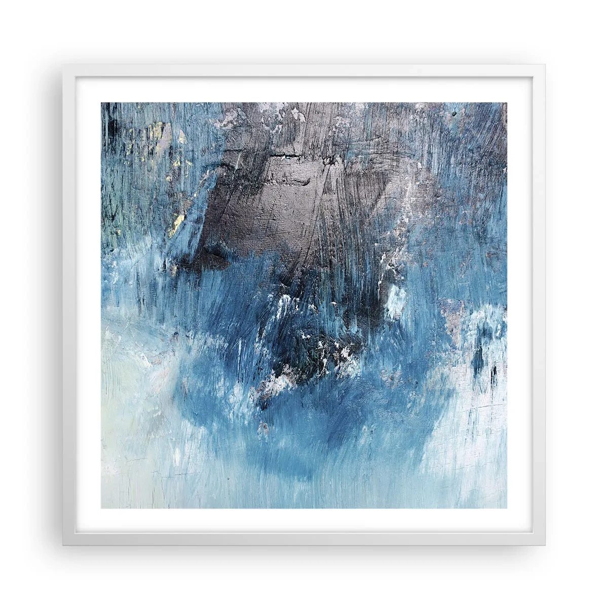 Poster in een witte lijst - Rhapsody in Blauw - 60x60 cm