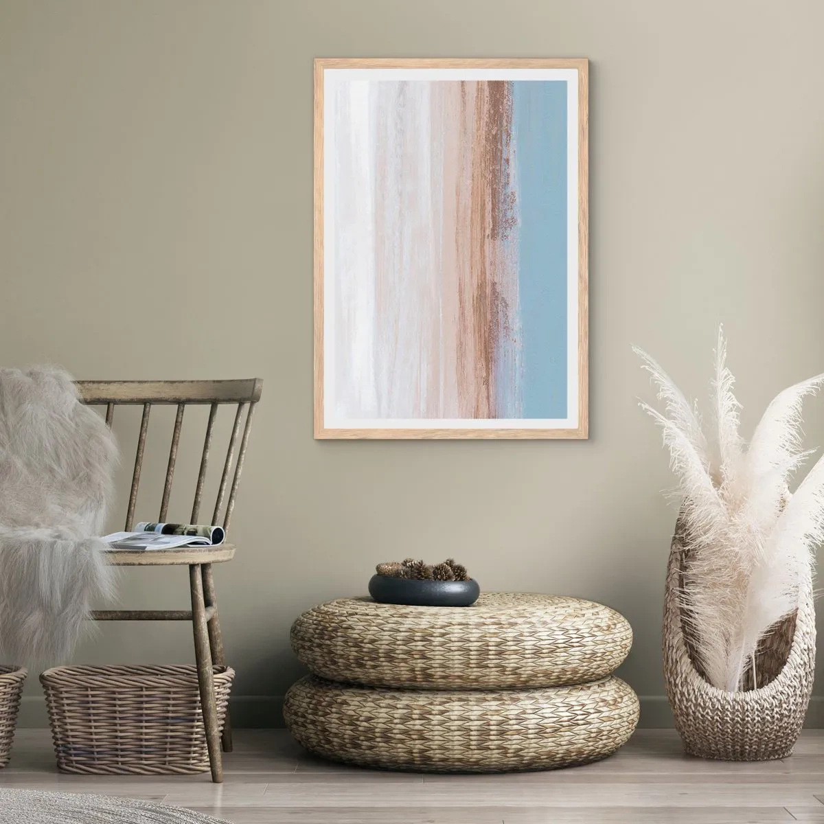 Een poster in een licht eiken lijst - Dubbelzinnig landschap - 70x100 cm