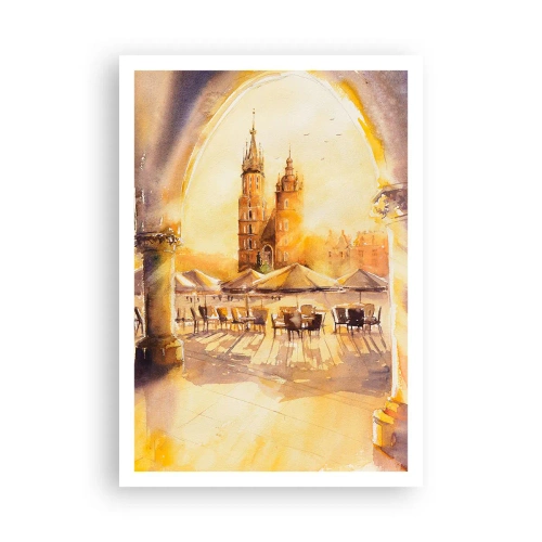 Poster - Zonsopgang boven het marktplein van Krakau - 70x100 cm