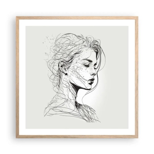 Een poster in een licht eiken lijst - Portret in gedachten - 60x60 cm