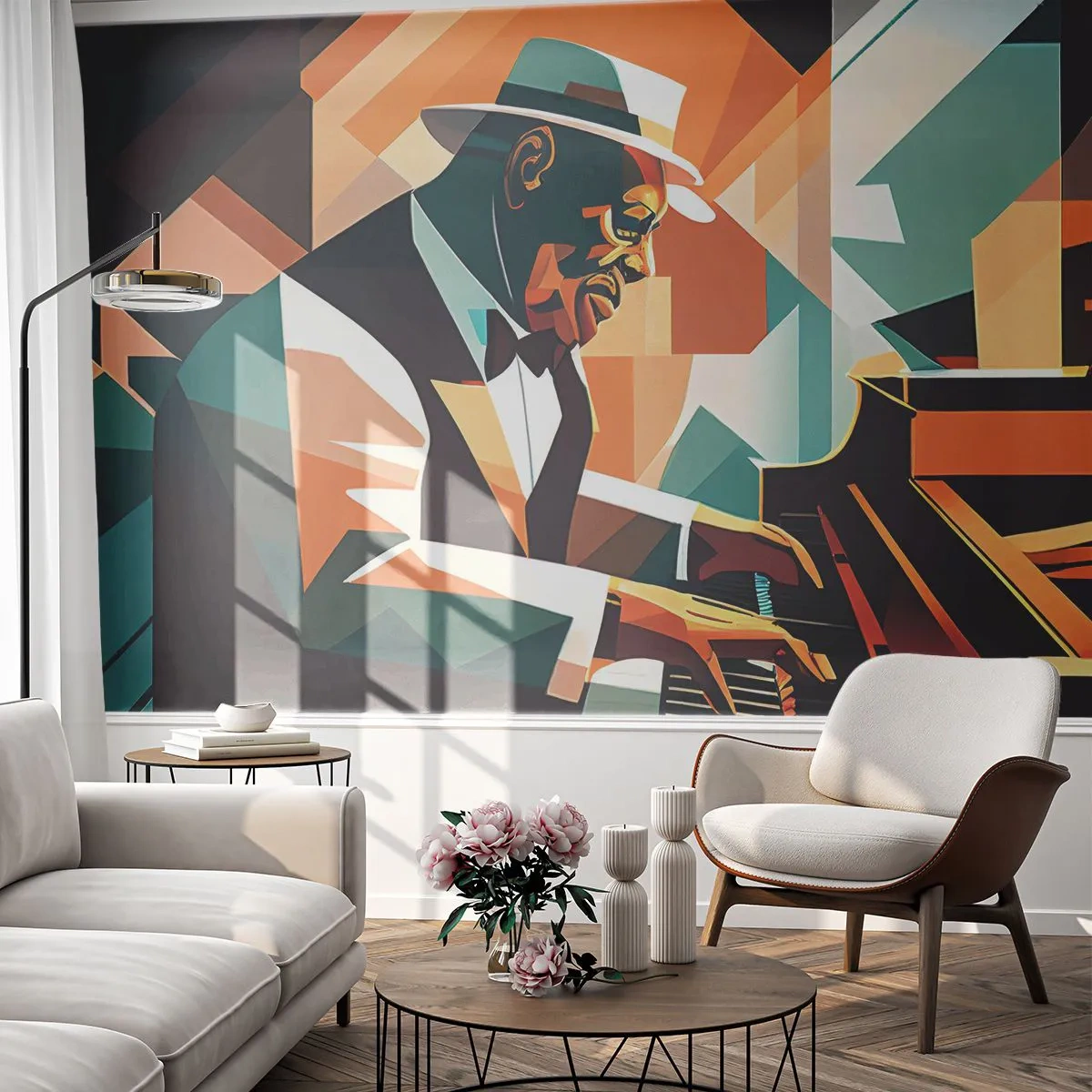 Fotobehang Standard Eco - Al die jazz - Piano, Piano, Kubisme - 150x105 cm
