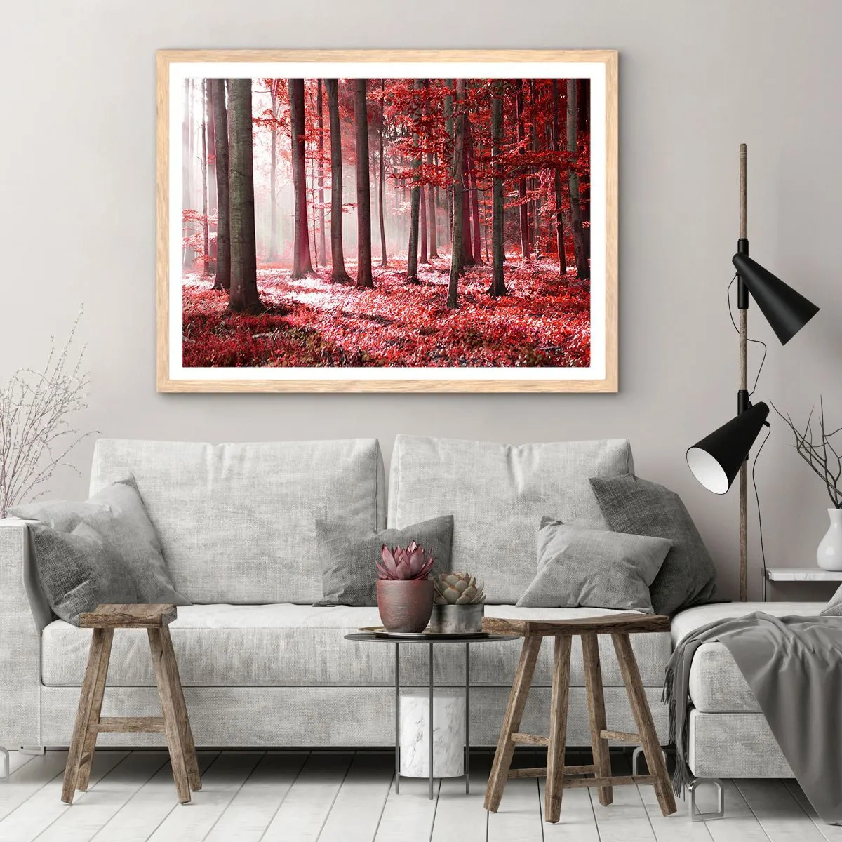 Een poster in een licht eiken lijst - Rood is net zo mooi - 91x61 cm